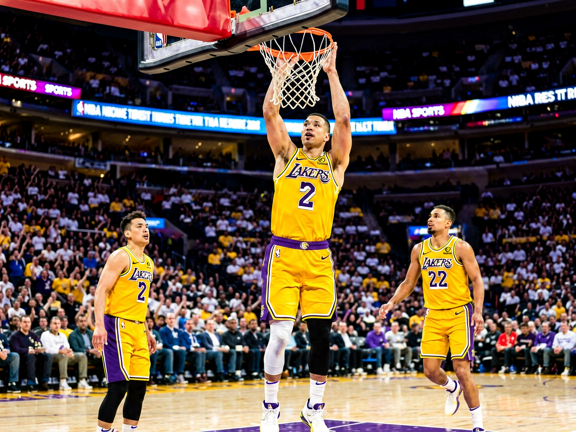 NBA湖人队比赛现场精彩扣篮